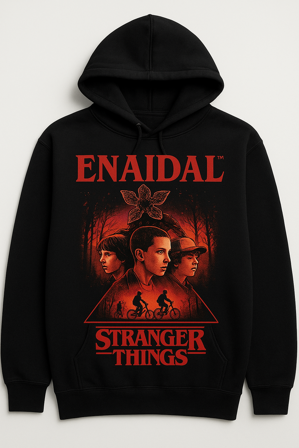 Hoodie Stranger Things - Eleven, Mike y Dustin con Demogorgon