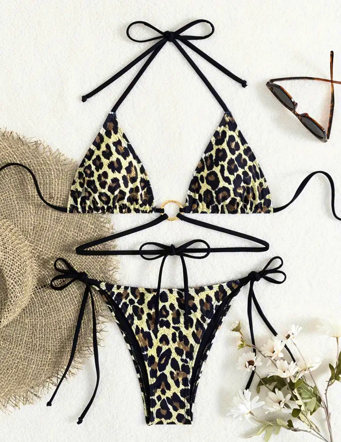 Bikini Leopardo con Tirantes Huecos