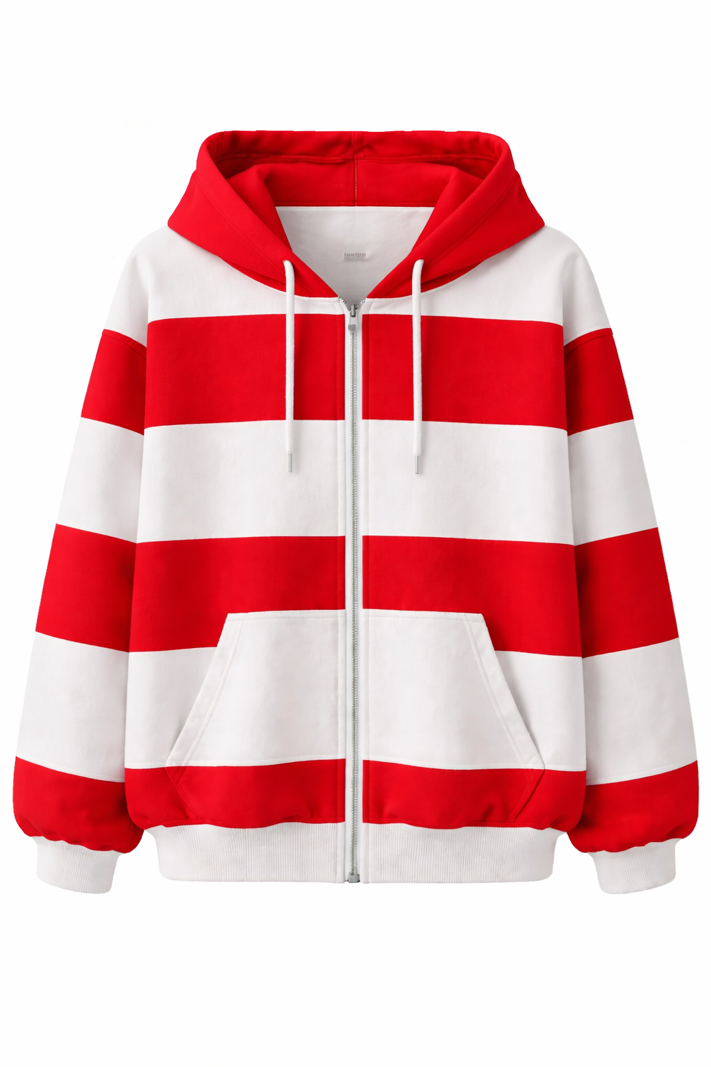 Sudadera oversize de rayas en contraste rojo y blanco