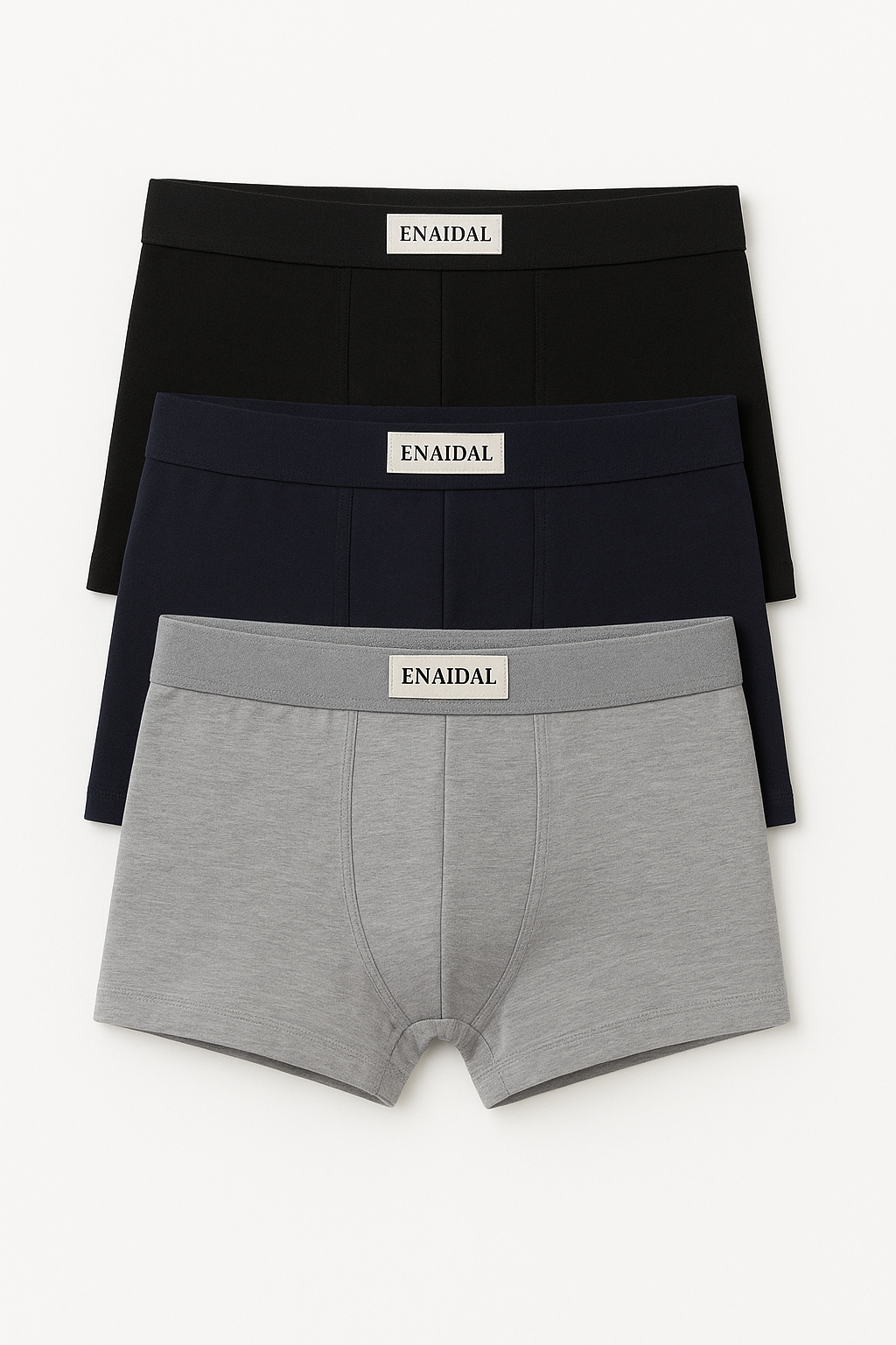 Pack 3 Bóxers Negro, Azul Marino y Gris Claro