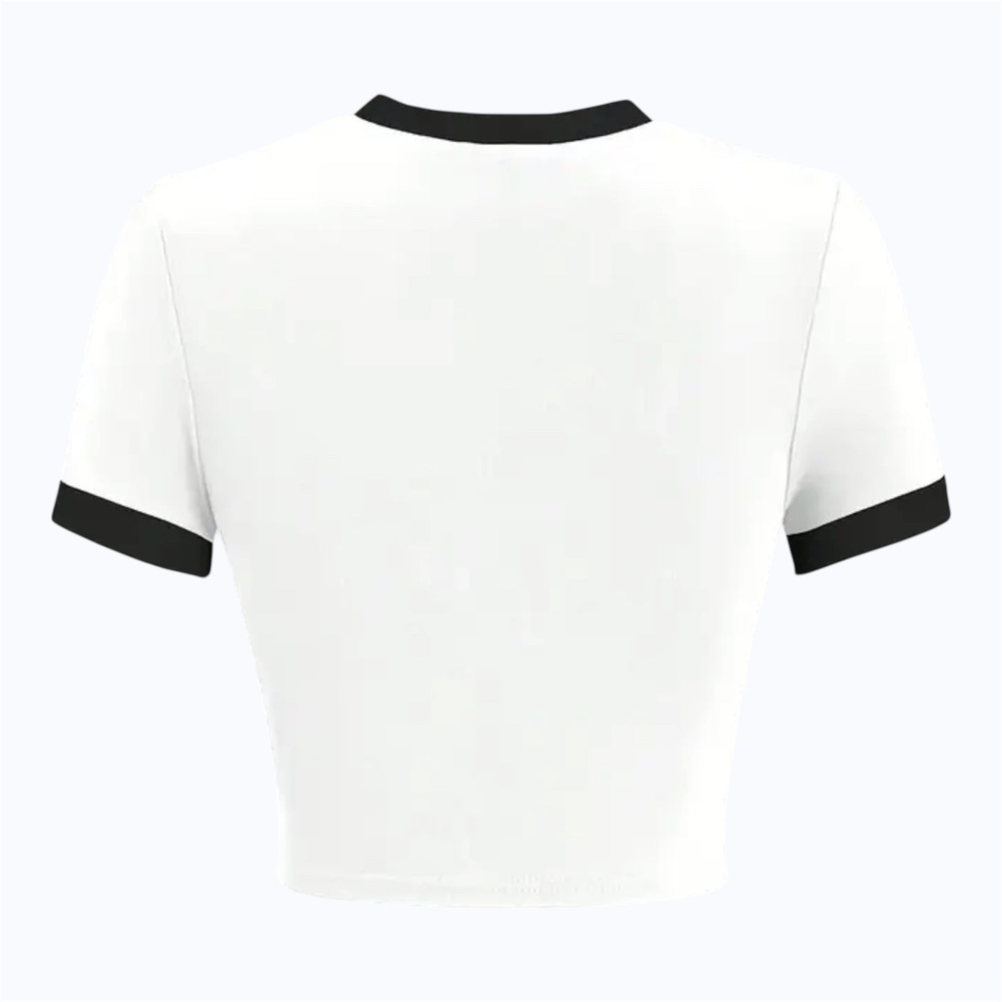 Camiseta tipo top casual para mujer – manga corta en contraste y cuello redondo