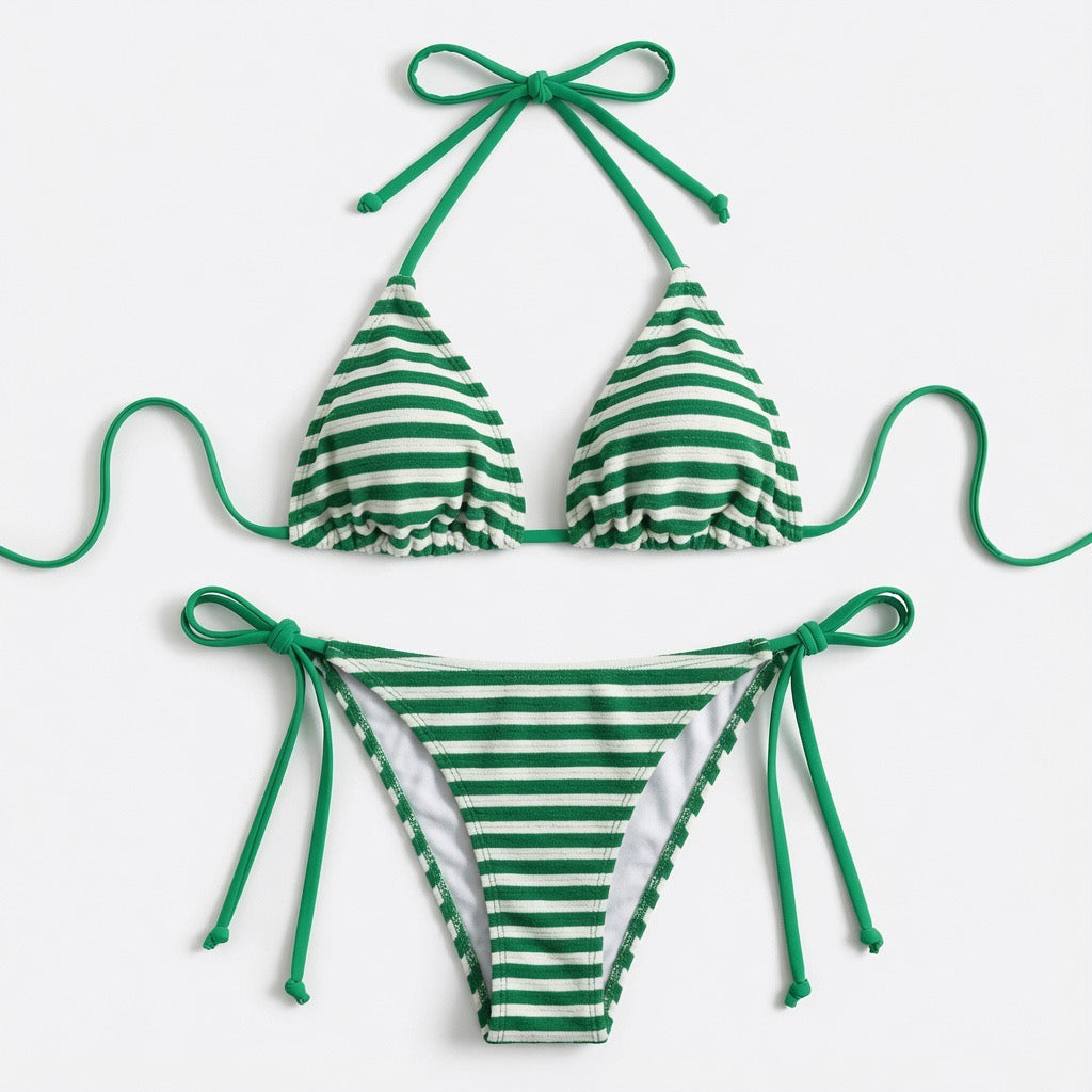 Bikini Rayas Verde Esmeralda