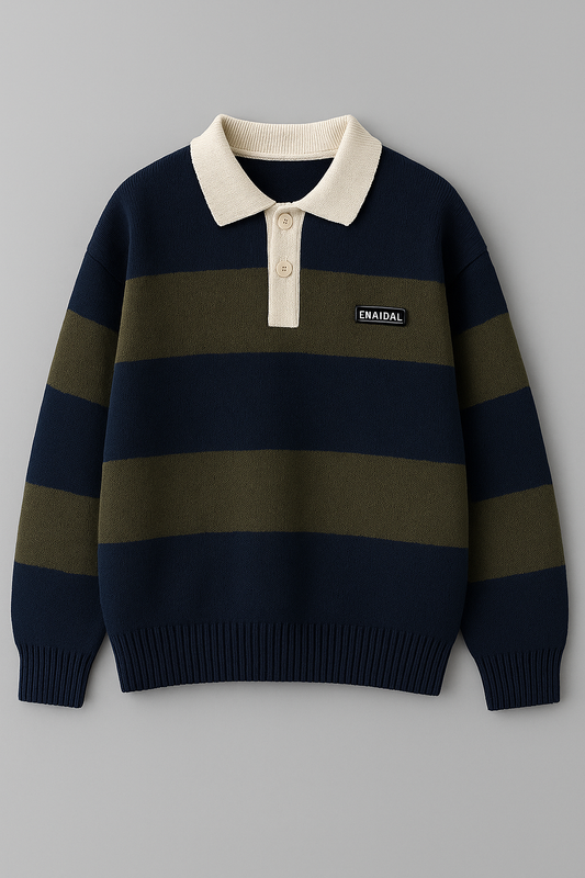 Suéter polo rayado unisex