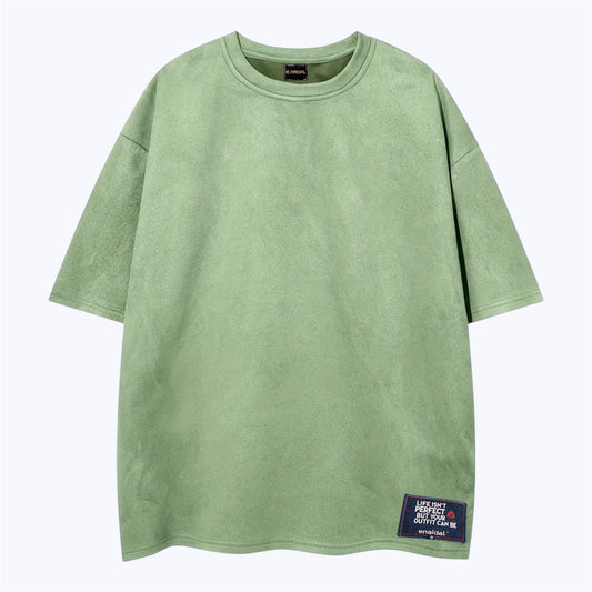 Camiseta oversize de hombre – estilo retro, textura tipo ante y corte holgado