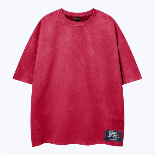 Camiseta oversize de hombre – estilo retro, textura tipo ante y corte holgado