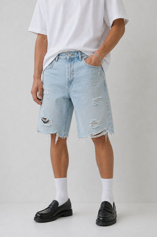 BERMUDA DENIM RIPPED TRF