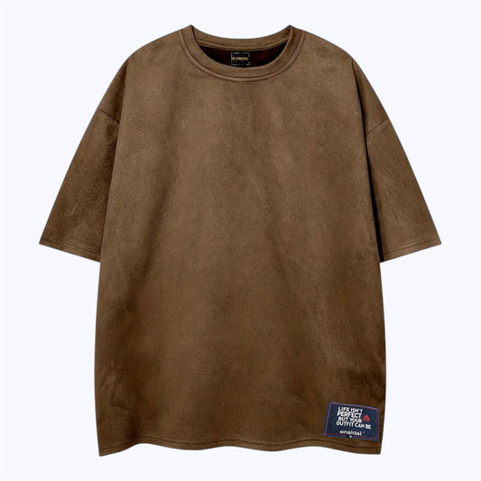Camiseta oversize de hombre – estilo retro, textura tipo ante y corte holgado
