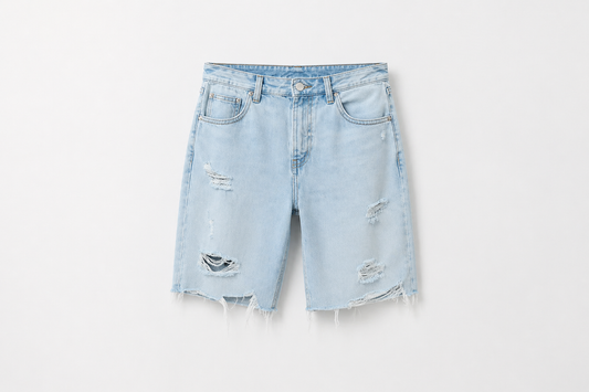 BERMUDA DENIM RIPPED TRF