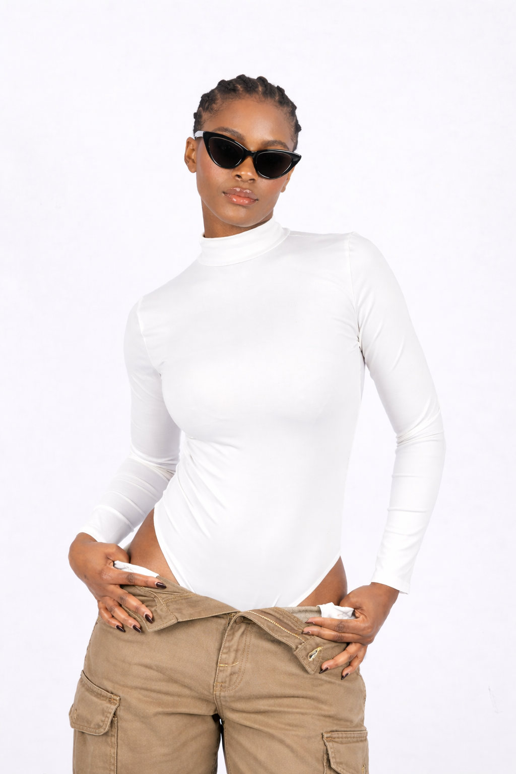 Body de Mujer con Cuello Alto y Detalles Cut-Out – Manga Larga