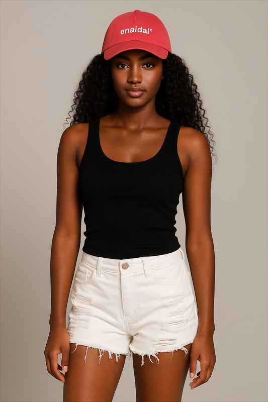 Shorts denim blancos de cintura alta con efecto desgastado