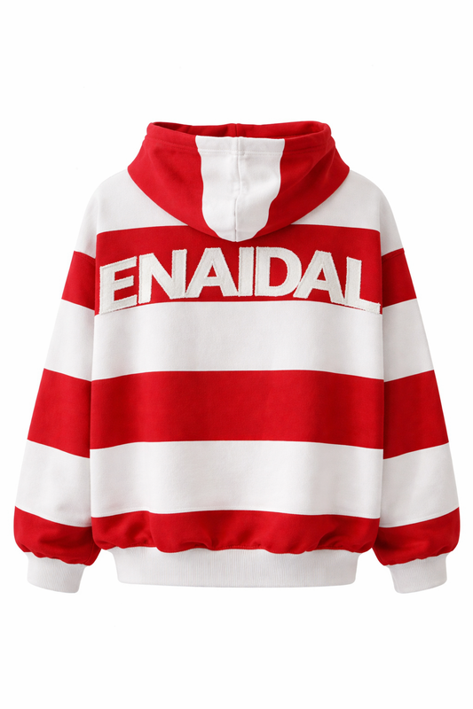 Sudadera oversize de rayas en contraste rojo y blanco