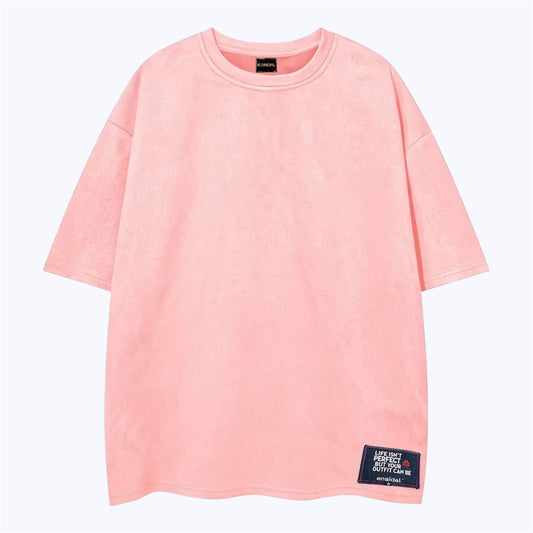 Camiseta oversize de hombre – estilo retro, textura tipo ante y corte holgado