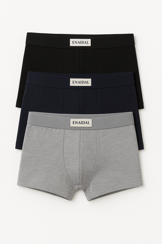 Pack 3 Bóxers Negro, Azul Marino y Gris Claro