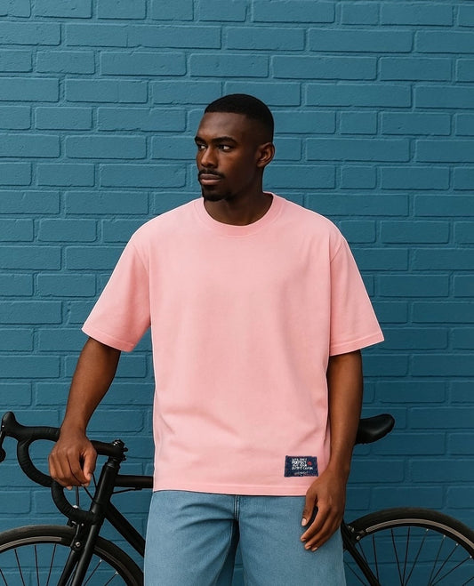Camiseta oversize de hombre – estilo retro, textura tipo ante y corte holgado