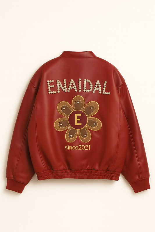 Chaqueta Bomber EBAITAI Pearl – Cuero Vegano Rojo Vino
